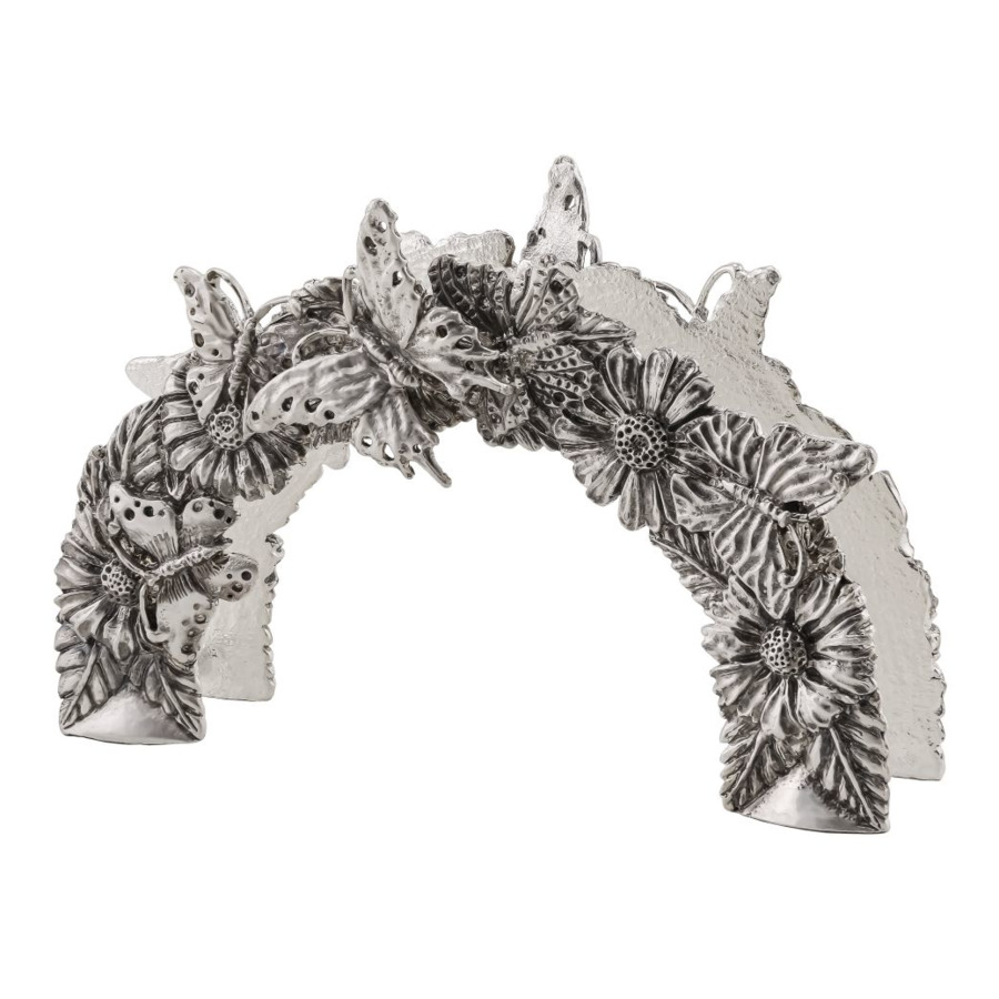 Салфетница Кольчугинский мельхиор Бабочка 20х7 см, латунь, посеребрение с чернением